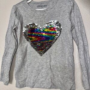 Crewcuts Multicolor Flip Sequin Heart Long Sleeve Shirt